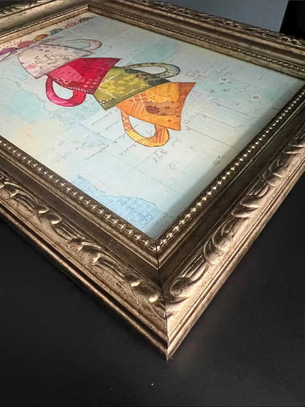 Stacked Teacups Ornate Framed Art